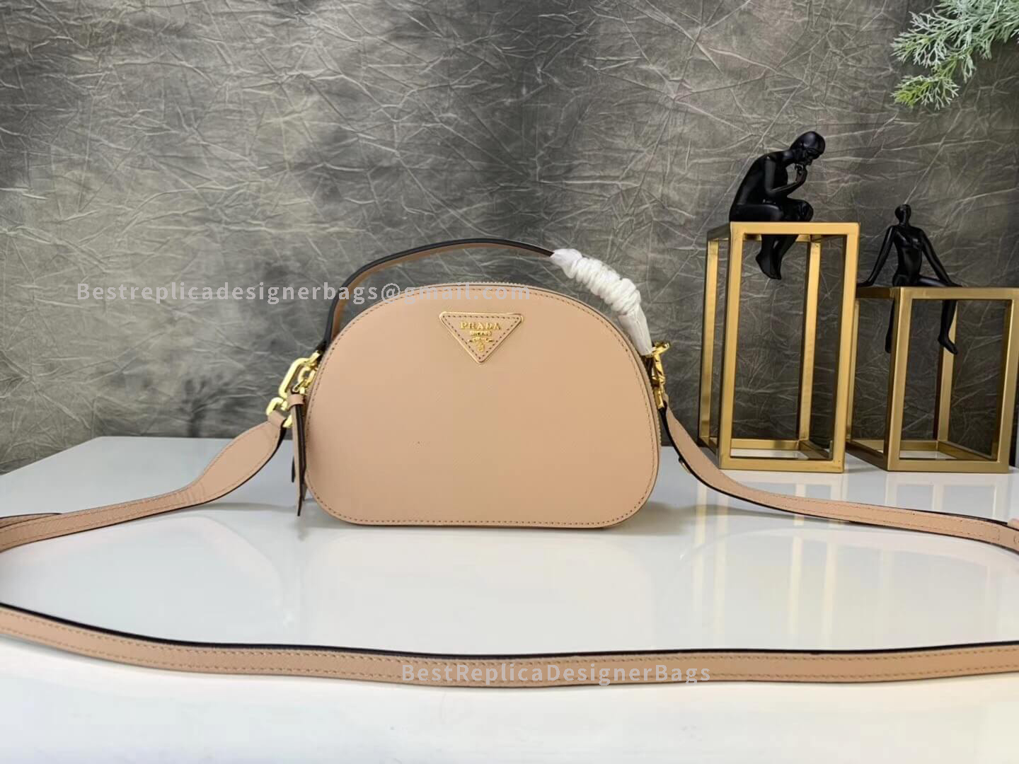 Prada Light Pink Odette Saffiano Leather Bag GHW 123
